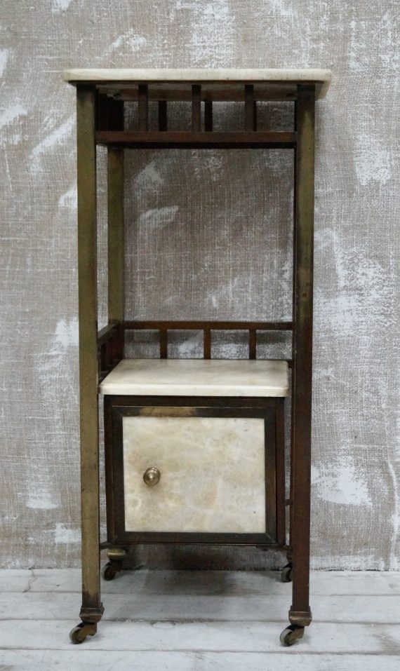 Antique French Marble & Brass Night Stand