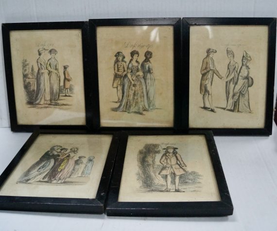 Set Of 5 Antique Lithograph Prints By J.P Malcolm