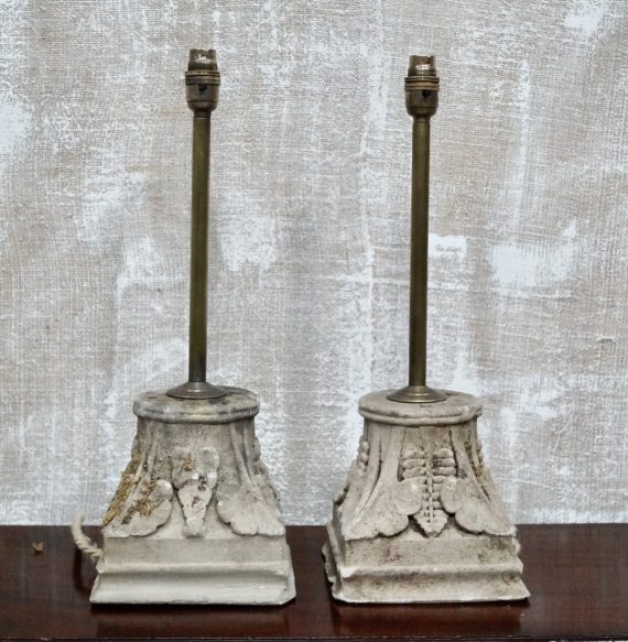 Antique Sandstone Corinthian Capital Table Lamps