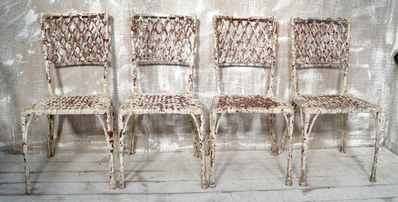 Vintage Cast Aluminium Faux Bamboo Garden Chairs